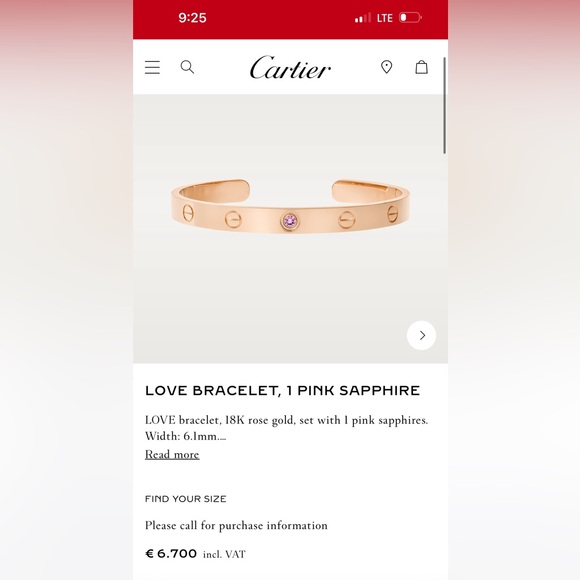 Rare Cartier love cuff with pink sapphire - Picture 5 of 5